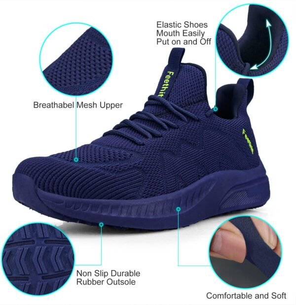 Feethit Mens Non Slip Walking Sneakers Lightweight Breathable Slip on Running Shoes Athletic Gym Tennis Shoes for Men - Image 2