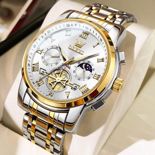 OLEVS Watches Men Waterproof Luxury Big Face Mens Watch Stainless Steel Quartz Analog Dress Watches for Men Luminous Multifunction Man Watch Relojes De Hombre - Image 2