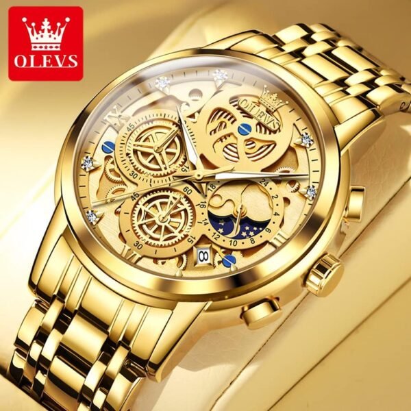 OLEVS Watch Men Stainless Steel Watches Luxury Diamond Chronograph Multifunction Men Wrist Watch with Date Business Classic Dress Watch for Men Gift for Men reloj de Hombre - Image 2