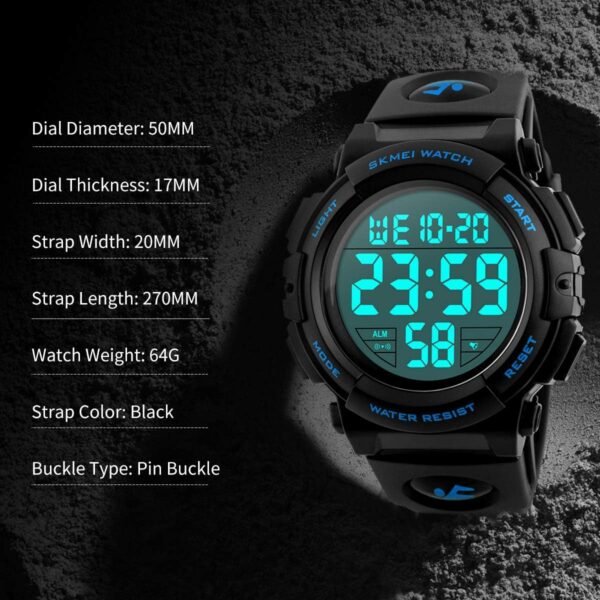 L LAVAREDO Mens Digital Watch Sports Military Watches Waterproof Outdoor Chronograph Wrist Watches for Men with LED Back Ligh/Alarm/Date - Image 7