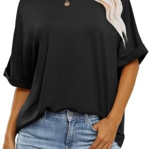ANRABESS Womens Oversized T-Shirts Summer Casual Short Sleeve Crewneck Loose Fit Basic Tee Top