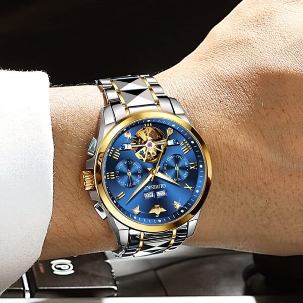 OUPINKE Men's Watch Automatic 44mm Big Dial Tungsten Steel Strap Date Waterproof Luxury Sapphire Crystal - Image 3