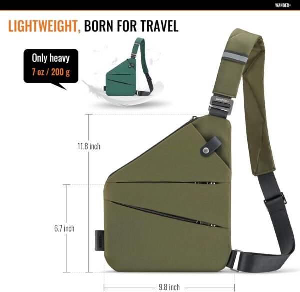 WANDER PLUS® Anti Theft Crossbody Travel Bag for Women Men, Multi-Pocket Crossbody Bag, Slim Sling Bag with Adjustable Strap - Image 5