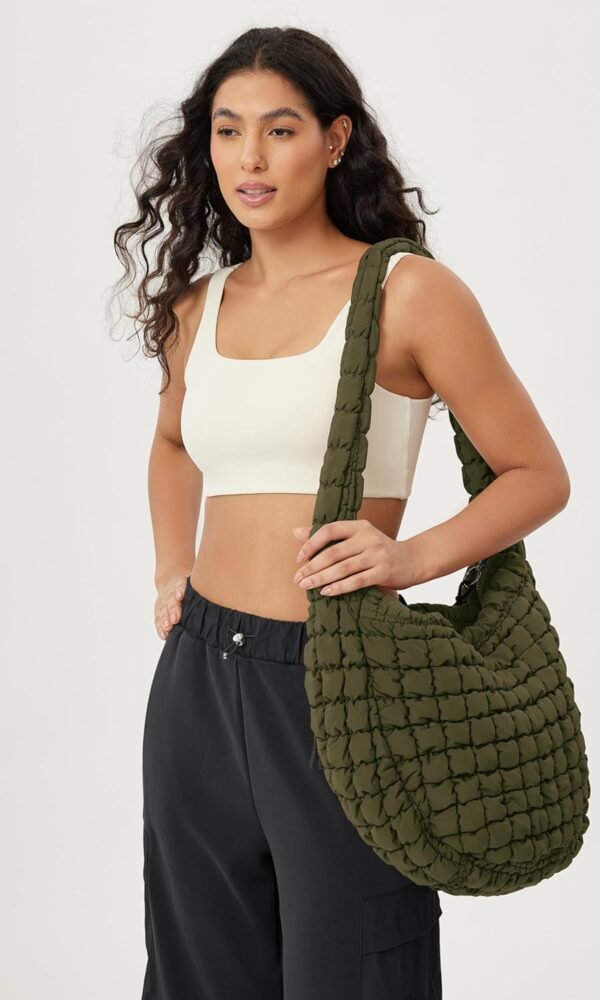ODODOS Quilted Carryall Tote Bag for Women Crossbody Large Hobo Lightweight Padding Shoulder Bag - Image 2
