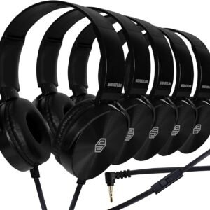 Bulk Kids Headphones for School with Microphones - 5-Pack On-Ear 3.5mm Wired Headphones for Schools -Comfy Wired Kids Headphones with in-Line Mics – School Headphones for Kids