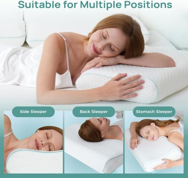 Cervical Neck Pillow, Side Sleeper Pillow for Neck Pain Relief, Adjustable Contour Pillow for Sleeping, Ergonomic Memory Foam Pillow, Orthopedic Cooling Pillow Back Stomach Sleeping, Queen Size - Image 7