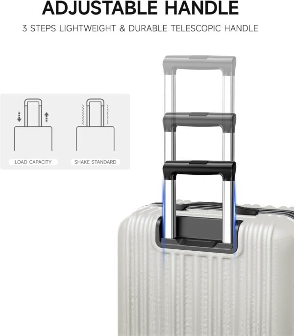 Expandable Luggage Sets 3 Piece Set, Hard Shell Spinner Suitcase Set, 20/24/28In Carry-on and Checked Luggage(White) - Image 7