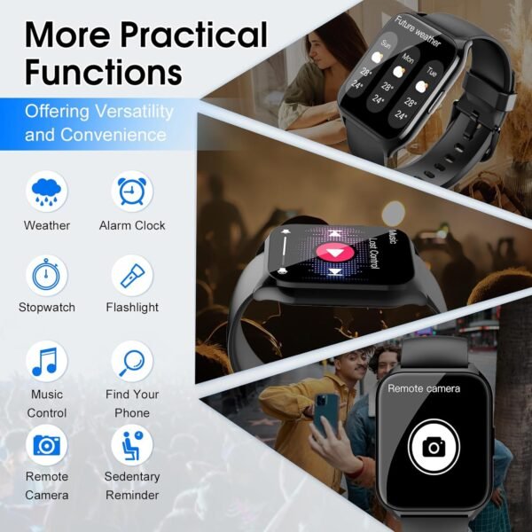 Smart Watch for Men Women, 1.85" Smartwatch (Answer/Make Call), 2025 Fitness Activity Tracker, 110+ Sport Modes/Heart Rate/Sleep Monitor/Pedometer, IP68 Waterproof Fitness Watch for Android iOS, Black - Image 6