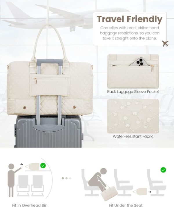 LOVEVOOK Travel Duffle Bag for Women, Weekender Overnight Bag with Shoe Compartment, Carry on Bag with Toiletry Bag, Gym Duffel Bag with Wet Pocket, Hospital Bags for Labor and Delivery 3 Pcs Set - Image 5