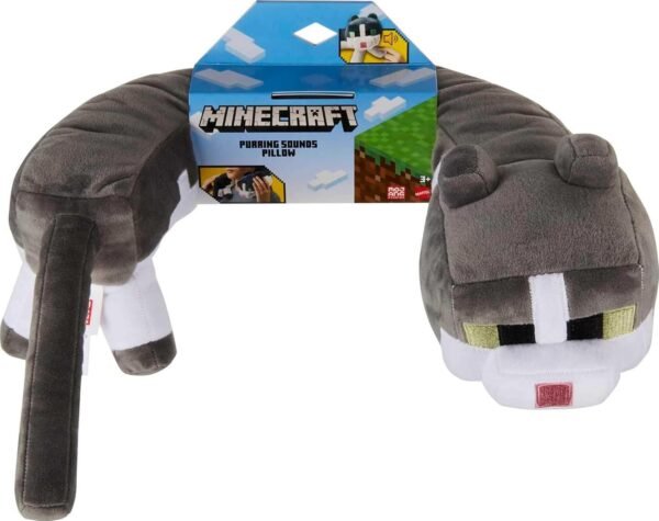 Mattel Minecraft Purring Sounds Neck Pillow, Cat Plush Toy with Sound for Travel, Comfort & Play - Image 6