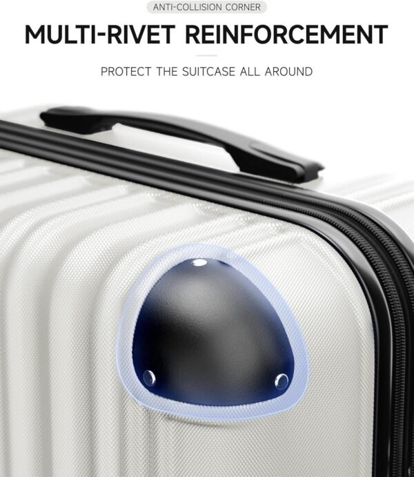 Expandable Luggage Sets 3 Piece Set, Hard Shell Spinner Suitcase Set, 20/24/28In Carry-on and Checked Luggage(White) - Image 5