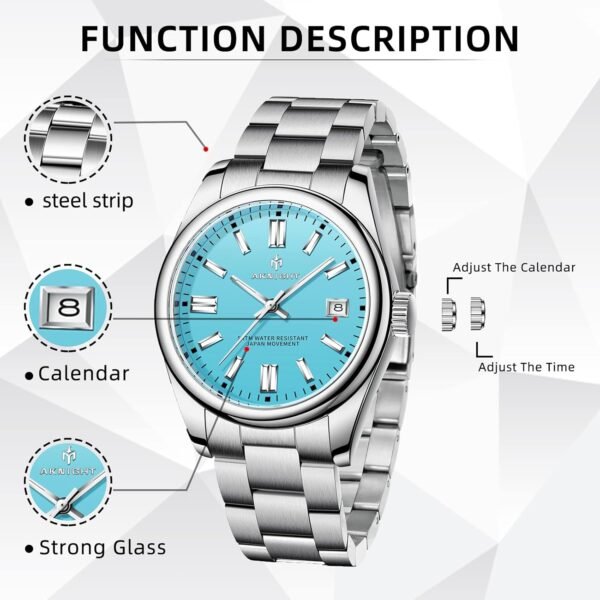 BENYAR AKNIGHT Mens Watch, Stylish Business Casual Stainless Steel Quartz Analog Wrist Watches for Men Women, Luminous Waterproof Date Gift - Image 9