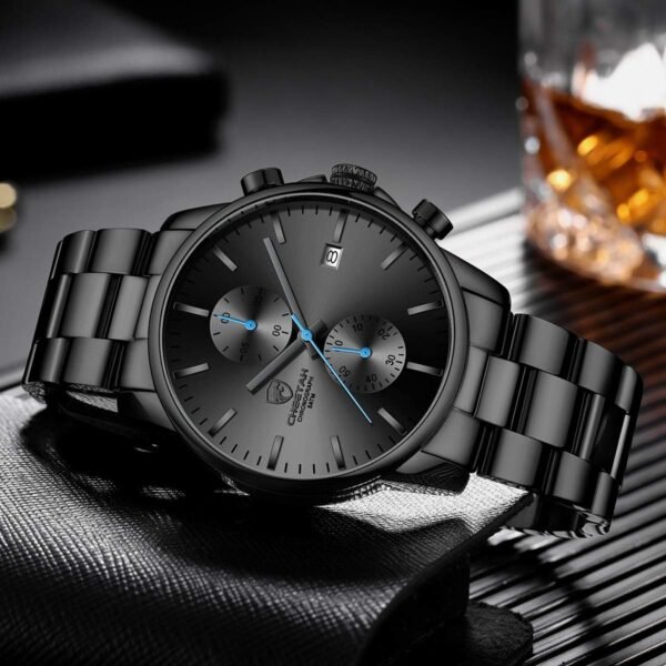 GOLDEN HOUR Fashion Business Mens Watches with Stainless Steel Waterproof Chronograph Quartz Watch for Men, Auto Date - Image 4