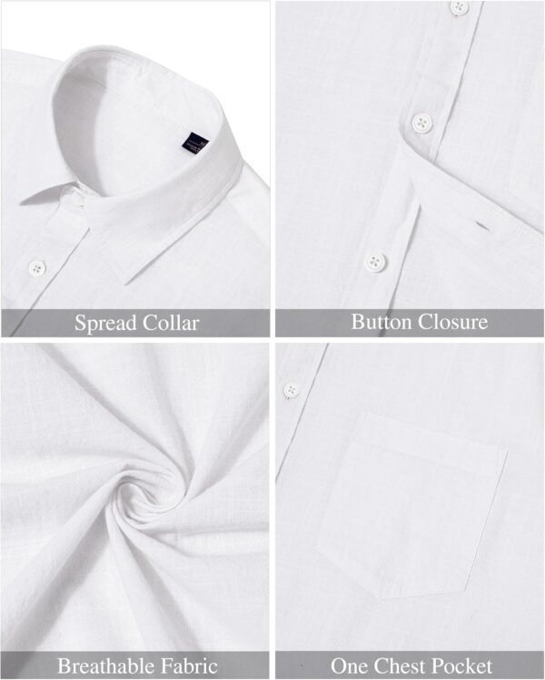 J.VER Men's Cotton Linen Short Sleeve Shirts Casual Lightweight Button Down Shirts Vacation Beach Summer Tops with Pocket - Image 5