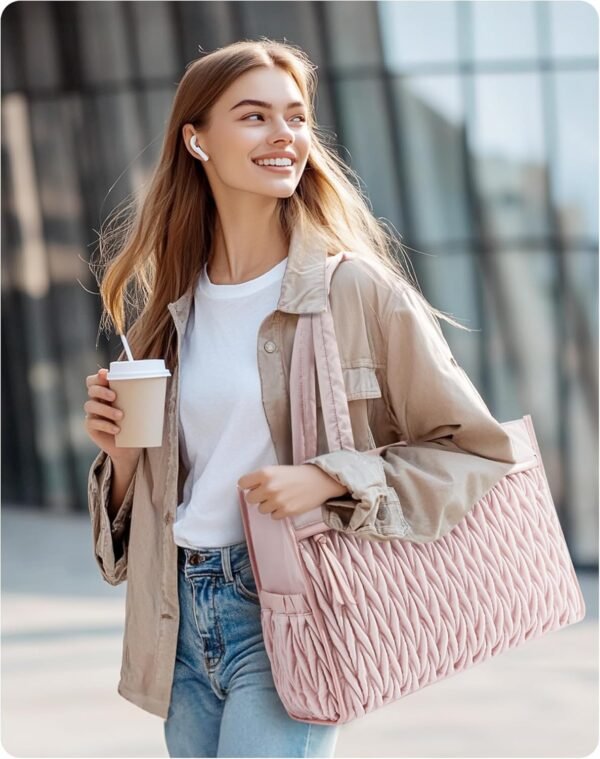 BAGSMART Tote Bag for Women, Large Shoulder HandBags with Zipper, Black Purses and Top Handles for Travel, Work - Image 2