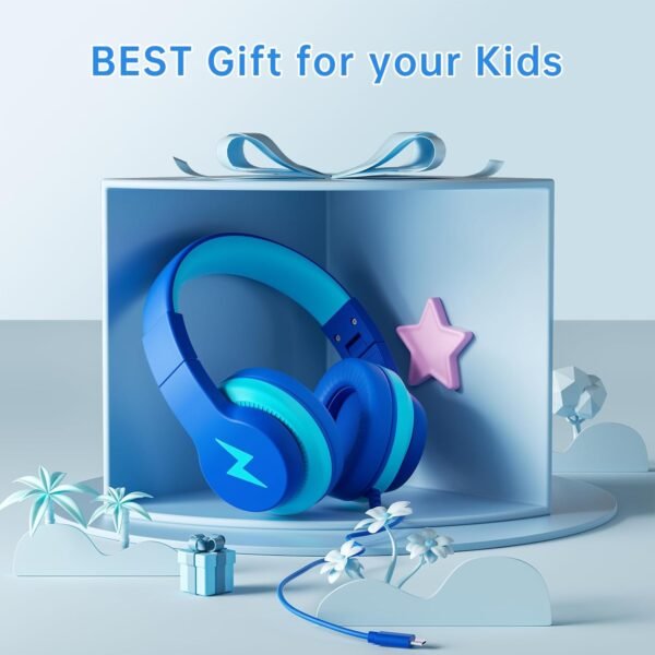 Kids Headphones for School, 2025 Upgrade USB C Kids Headphones, Wired Headphone for kids, 94dB Safe Volume Limited, Foldable Over-Ear Headphone for Boys, Girls /Cellphones /iPad /PC /Travel-Bule - Image 7