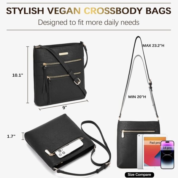 BOSTANTEN Crossbody Bags Purses for Women Trendy Soft Vegan Leather Shoulder Handbags with Adjustable Strap Zipper Pocket - Image 3
