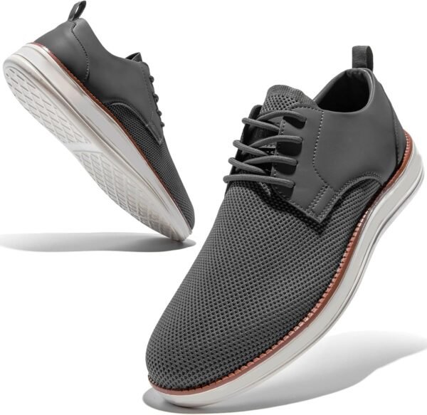 Men's Casual Dress Oxfords Shoes Breathable Knit Leisure Fashion Sneakers Lightweight Comfortable Walking Shoes - Image 2