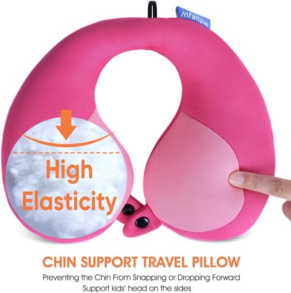 INFANZIA Kids Chin Supporting Travel Neck Pillow, Helps Support Head and Neck, Comfortably Designed for Head, Neck, and Chin Support - Gifts for Toddler/Child/Kids, Pink - Image 6
