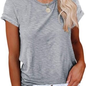 Cicy Bell Women's Short Sleeve Shirts Crewneck Loose Casual Summer Basic Tees Tops