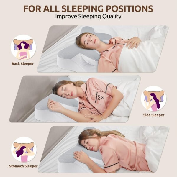 DONAMA Cervical Pillow for Bed Sleeping, Memory Foam Contour Neck Pillows with Breathable Pillowcase, Ergonomic Neck Support Pillows for Side, Back and Stomach Sleepers - Image 6