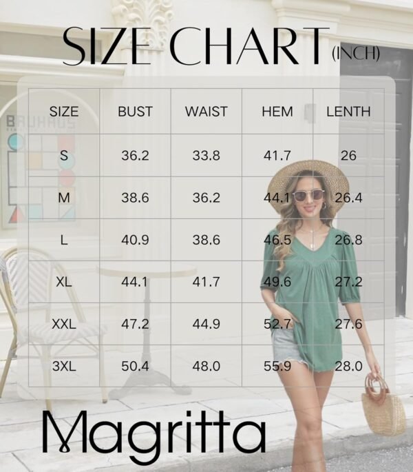 Magritta Womens Puff Half Sleeve Summer Tunic Tops Casual Chest Pleated Shirts Work Blouse for Women Dressy - Image 5