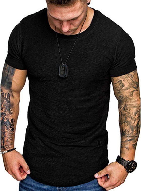 Fashion Mens T Shirt Muscle Gym Workout Athletic Shirt Cotton Tee Shirt Top - Image 2