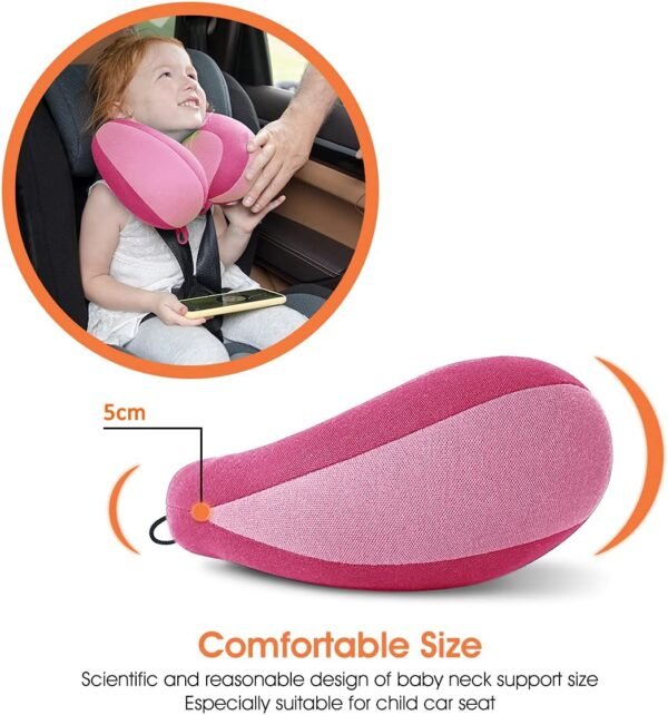 INFANZIA Kids Chin Supporting Travel Neck Pillow, Helps Support Head and Neck, Comfortably Designed for Head, Neck, and Chin Support - Gifts for Toddler/Child/Kids, Pink - Image 3