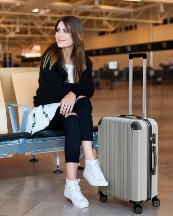 Expandable Luggage Sets 3 Piece Set, Hard Shell Spinner Suitcase Set, 20/24/28In Carry-on and Checked Luggage(White) - Image 8