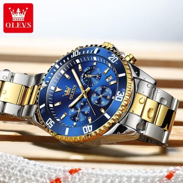 OLEVS Mens Watches Big Face Stainless Steel Waterproof Date Analog Quartz Watches Fashion BusinessWrist Watches for Men… - Image 3