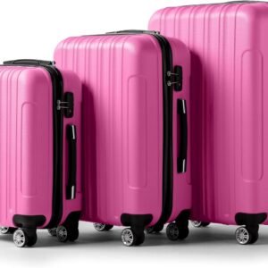 3 Piece Luggage Sets, Lightweight ABS Suitcase with 4 Spinner Wheels & TSA Locks, Hardside Carry On Luggage Durable Suitcase Set for Family Travel Business - Pink, 20/24/28