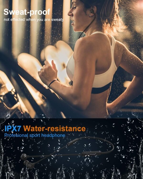 NANAMI Bluetooth Headphones Wireless Earbuds - Sports Magnetic Neckband Wireless Headsets, HiFi Stereo Deep Bass Updated Bluetooth 5.3 Earphones IPX7 Waterproof with Mic for Gym Running 24h Playtime - Image 6