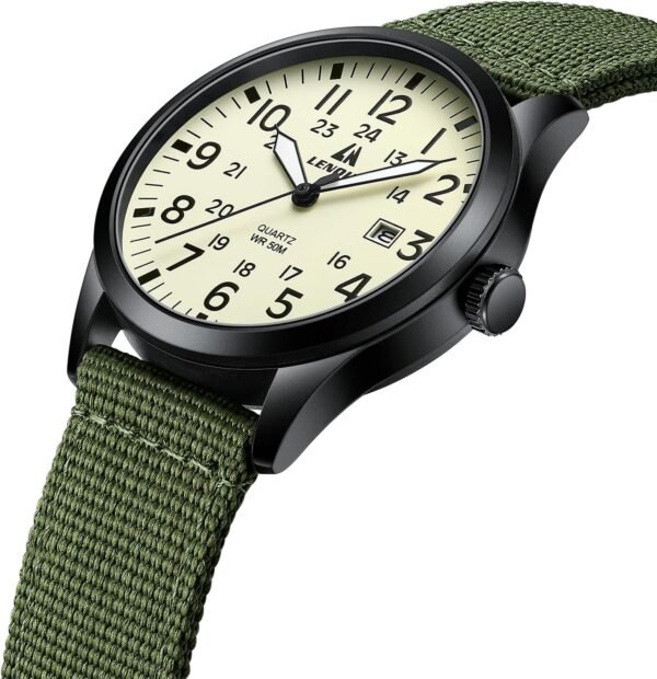 LN LENQIN Mens Watches Unisex Military Sport Nylon Strap Stylish Luminous Fashion Analog Quartz Watch for Men Waterproof Army Tactical Casual Wristwatch - Image 3