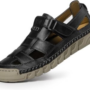 Men Closed Toe Casual Sandals - Lightweight Leather Sandals Breathable Walking Shoes For Daily or Outdoor Travel