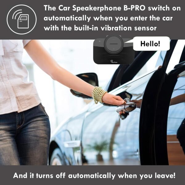 Car Speakerphone B-PRO 2 Hands-Free kit, 6W Hi-Fi Speakers, with Bluetooth Automatic multipoint Cellphone Connection - Image 2