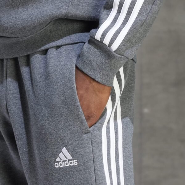 adidas Men's Essentials 3-Stripes Open Hem Fleece Pants - Image 4