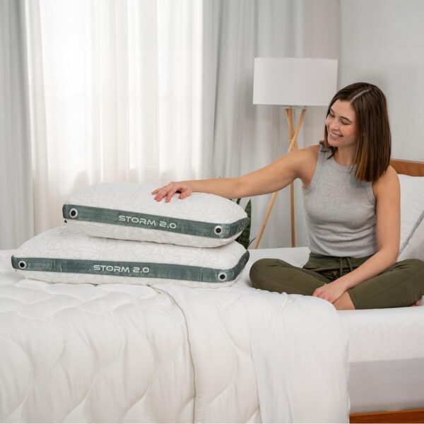Bedgear Storm King Performance Pillow - Size 2.0 - Cooling Bed Pillow for Hot Sleepers - Medium Pillow for All Sleep Positions, Hypoallergenic, Washable & Removable Cover - 20" W x 36" L x 5.75" - Image 7