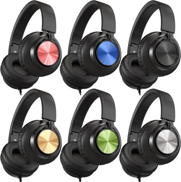 AILIHEN Kids Headphones Bulk for School, 6-Pack Class Headphones Wired with Microphone for Students, Teens, Classroom, Library, Chromebook, Laptop, Adjustable, Foldable, 3.5mm Jack - (Multicolor)