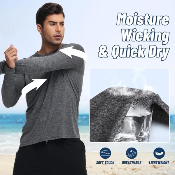 3 Pack Long Sleeve Shirts for Men - Dry Fit Moisture Wicking UV Sun Protection T-Shirts for Fishing Workout Athletic - Image 4