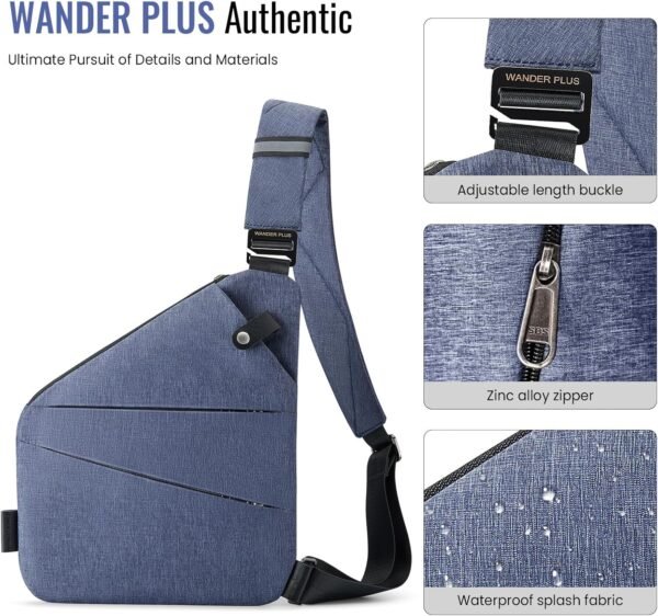 WANDER PLUS® Anti Theft Crossbody Travel Bag for Women Men, Multi-Pocket Crossbody Bag, Slim Sling Bag with Adjustable Strap - Image 3
