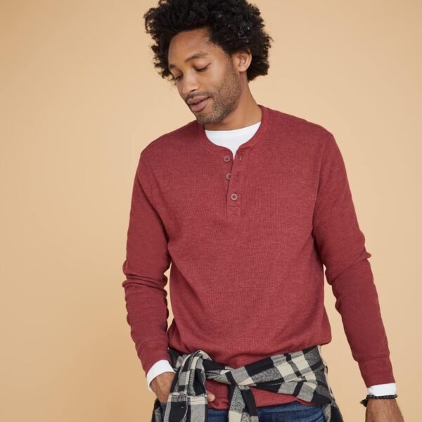 Hanes T Beefyt Henley, Men's Cotton Long Sleeve Shirts - Image 5