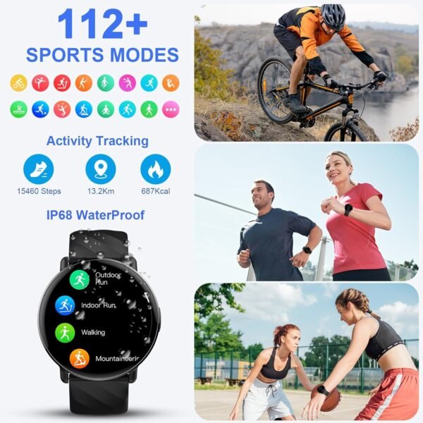 Smart Watch for Men Women with Call Text Reminder, Smartwatch 1.39" Touch Screen, Fitness Watch with Heart Rate/Sleep/Steps/Calories Monitor, 112+ Sport Mode, IP68 Waterproof Activity Trackers - Image 4
