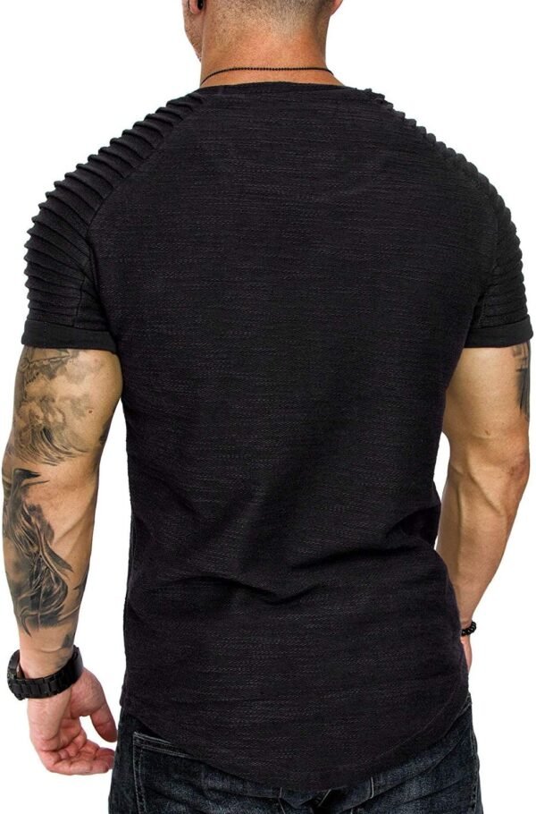COOFANDY Men's Muscle T-Shirt Pleated Raglan Sleeve Bodybuilding Gym Tee Short Sleeve Fashion Workout Shirts Hipster Shirt - Image 4
