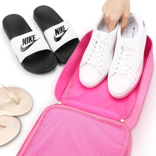 Travel Shoe Bag Water Resistant Cute Shoe Pouch Holds 3 Pair of Shoes Organizer with Sewn Letter Patches - Image 5