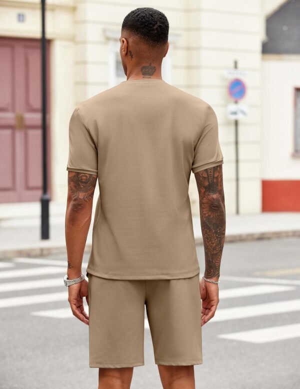 COOFANDY Men's 2 Pieces Outfits Casual Quarter Zip Polo T Shirt and Shorts Set Athletic Jogging Summer Tracksuit - Image 3