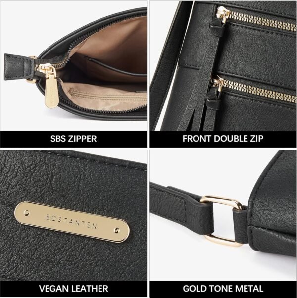 BOSTANTEN Crossbody Bags Purses for Women Trendy Soft Vegan Leather Shoulder Handbags with Adjustable Strap Zipper Pocket - Image 6