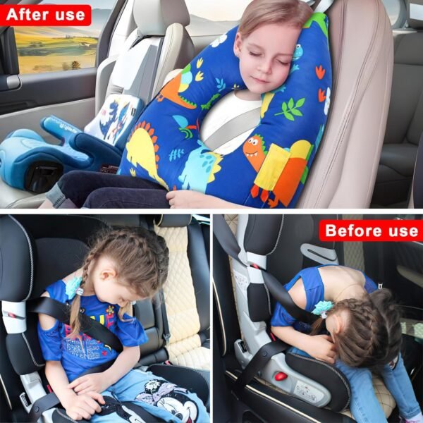Car Pillow for Kids,H-Shape Travel Pillow for Child Sleeping Neck Shoulder Support Car Seat Pillow A Sleeping Artifact Suitable for Road Trips of Adults and Children Travel Pillow for Kids (Blue) - Image 2