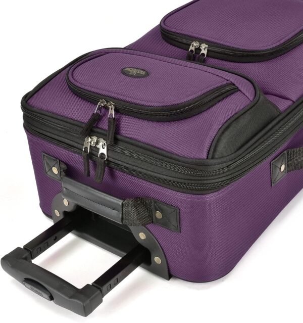 U.S. Traveler Rio Rugged Fabric Expandable Carry-on Luggage, Purple, Set - Image 6