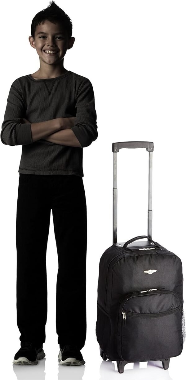 Rockland Double Handle Rolling Backpack, Black, 17-Inch - Image 9