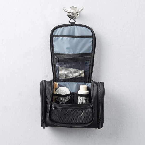 Amazon Basics Hanging, Travel Toiletry Bag Organizer, Shower Dopp Kit, Black - Image 6